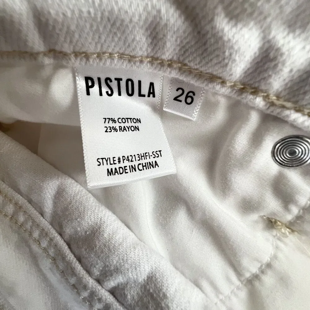 PISTOLA Kelly 90'S Skater jean shorts 26 Distressed White Cut off NWT